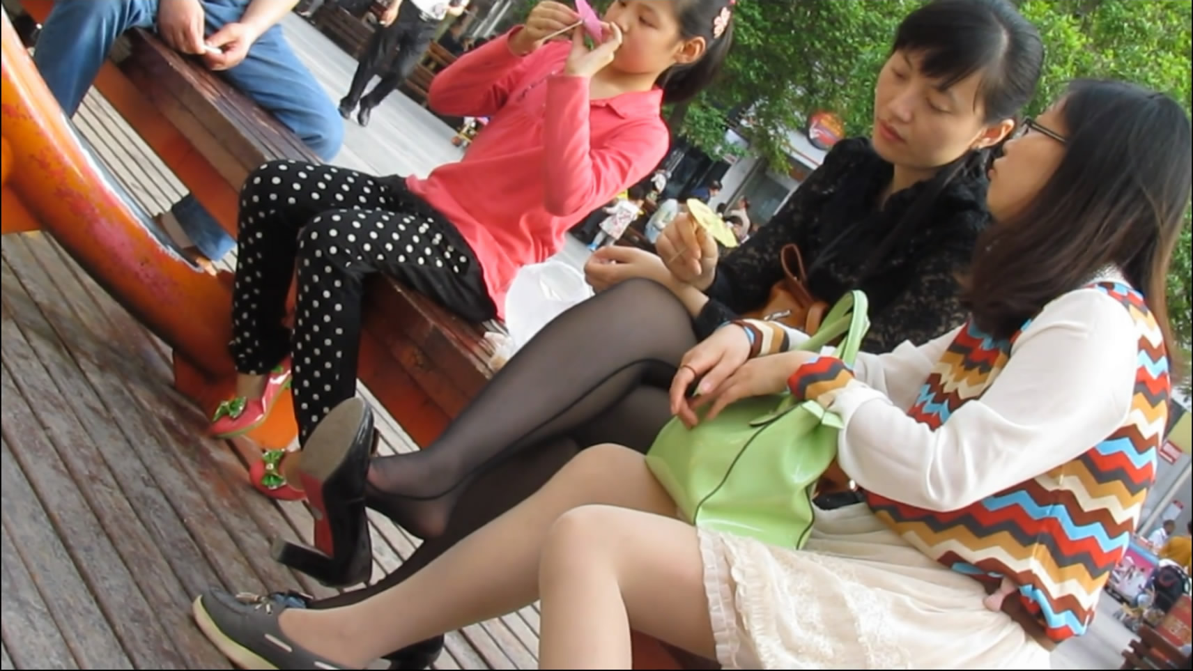 Pretty black stocking nylon feet